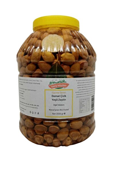 Karşı Köyden Domat Çizik Yeşil Zeytin - 3,5 Kg - Pet Kavanoz