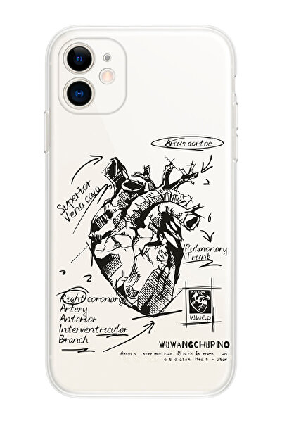 shoptocase iPhone 11 Compatible Anatomical Heart Patterned Transparent Phone Case