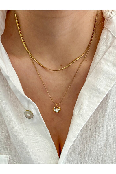 CHARMLUCKY Çelik 2 Li Kalp Kolye