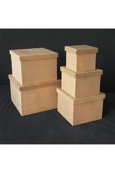 Altınyapı Hobi Market Raw Mdf Colored Square Five Size Hat Box