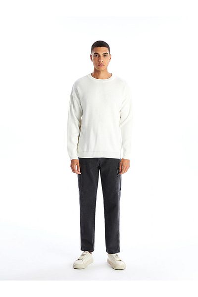 LC Waikiki Langärmliger Herren-Strickpullover mit Rundhalsausschnitt