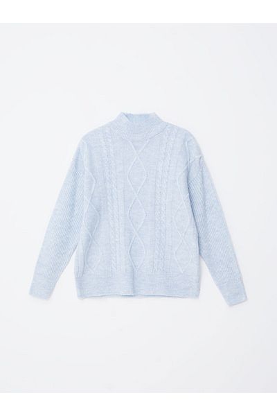 LC Waikiki Damen-Strickpullover mit halbem Rollkragen und selbstgemustertem Muster – W4hd37z8