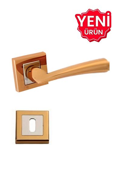 Sofuoğlu Stainless Steel Hazal Albifirin Color Square Room Door Handle with Rosette (1 Set)