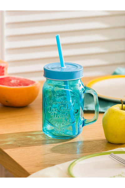 LC Waikiki 270ml Glass Cup with Straw and Handle