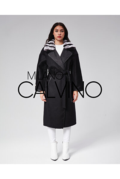 Milano Calvino Alpaka Yünü, Chincilla Kürk Yaka Palto
