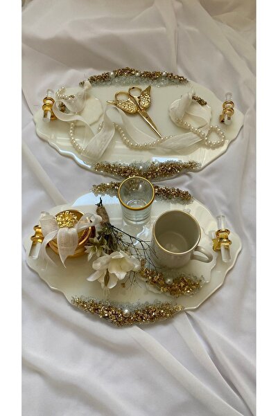 Z&B FLOWERS Epoksi Söz Nişan Tepsisi Yüzük Tepsisi Damat Fincan Seti Epoksi t...