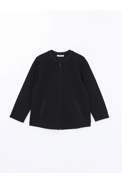 LC Waikiki LCW Grace - Γυναικείο φούτερ με στάμπα με λαιμόκοψη σε μαύρο χρώμα, φερμουάρ