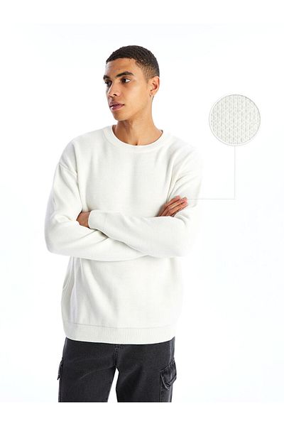 LC Waikiki Langärmliger Herren-Strickpullover mit Rundhalsausschnitt