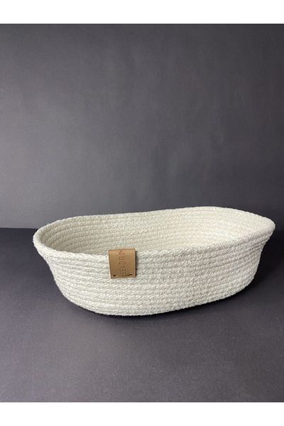 Sevdam Sepet Cream Colored Small Size Bread Basket - Cord Rope