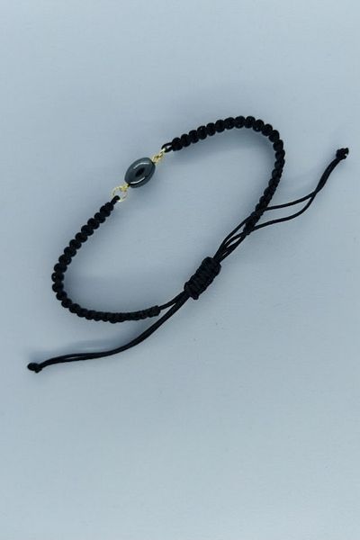 SEVENSLEEPERS Natural Stone Hematite Macrame Knitted Bracelet