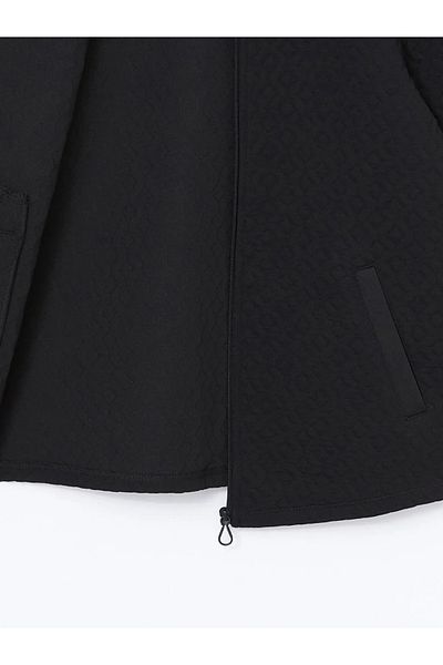 LC Waikiki LCW Grace - Γυναικείο φούτερ με στάμπα με λαιμόκοψη σε μαύρο χρώμα, φερμουάρ