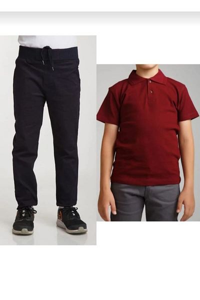 Ümiteks world of clothes School Pant & Polo Lacos T-Shirt Set 100% Cotton School Uniform
