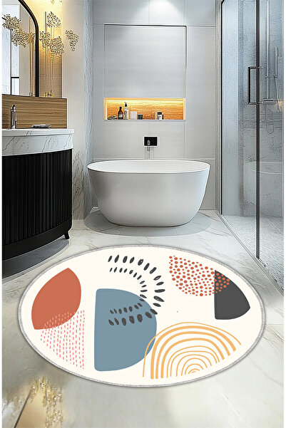 Artızon بساط حمام ملون دائري قابل للغسل ومضاد للانزلاق بتصميم عصري مقاس 100 سم