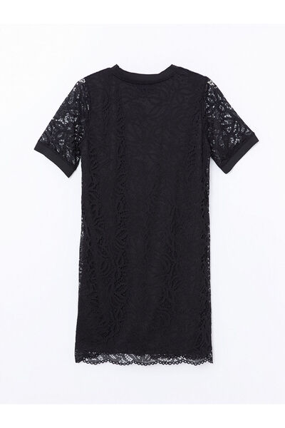 LC Waikiki Γυναικείο φόρεμα Lcwaıkı Classic Black Crew Neck Lace Up