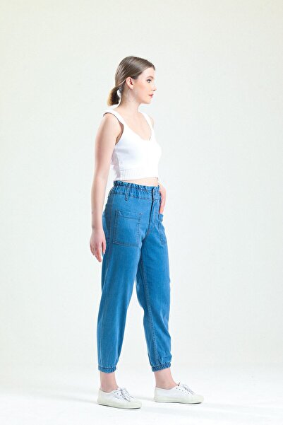 SHEVEGA Women's Blue Pocket Detailed Jogger Jean Jeans (thin Fabric)