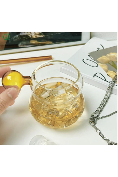 Generic Brand Set of 2 Borosilicate Colored Handle Coffee & Tea Cups