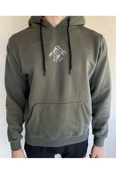 Mesh Company Ανδρικό φούτερ Χακί - Βαμβακερό Soft Capas Counter Winter Printed