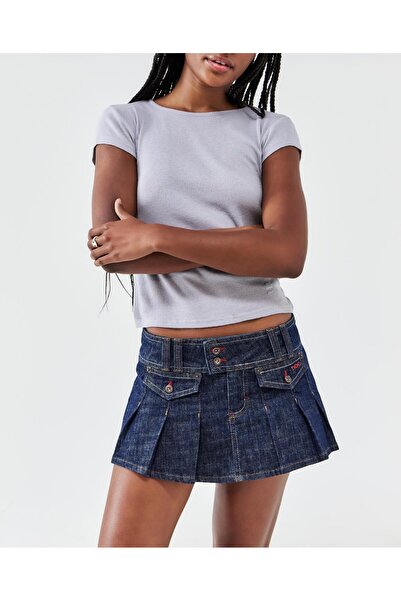 september island Denim Mini Skirt - Dark Navy Blue