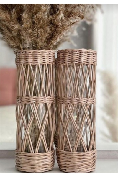 Tasarım Diyarı ndan Hasır örgüsü ikili Bohem Vazo