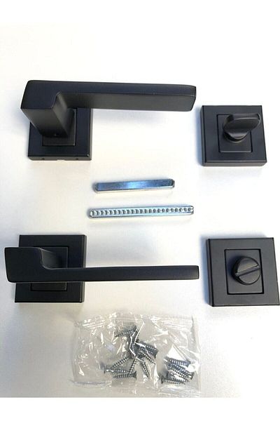Sofuoğlu Anka Matte Black Square Badge Door Handle Wc - Bathroom Door Handle - for Wc Doors