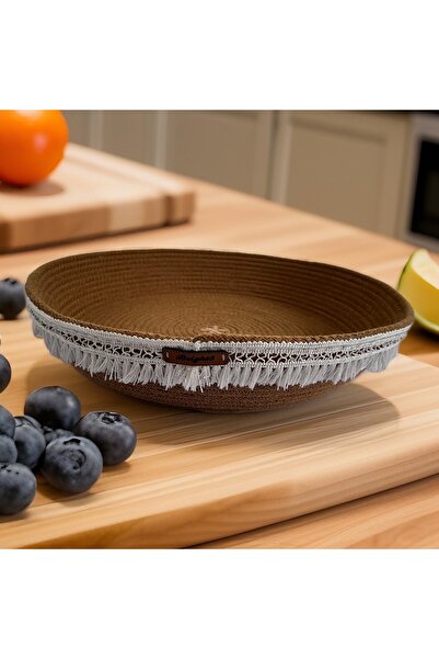 Bright3 صينية تقديم مزخرفة من الخوص - مصنوعة يدويًا، سلة من الجوت، مطبخ، حمام...