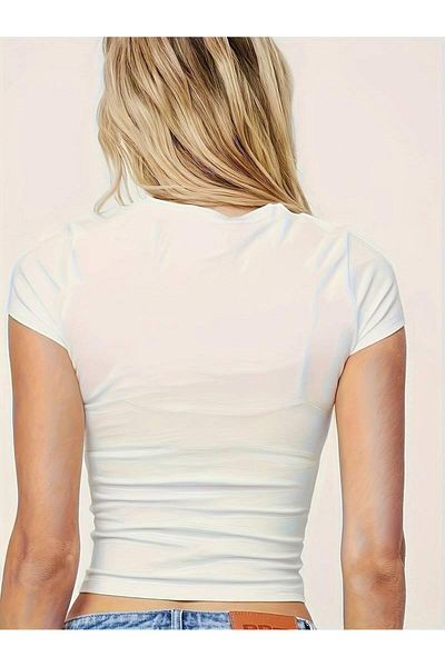 Aesthia MINGALONDON Baby Detailed Belted Crop Μπλούζα