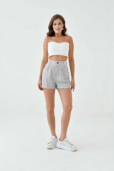 MAMAYAGA Pantaloni scurți sport de in pentru femei cu dungi și texturi - Design elegant de primăvară