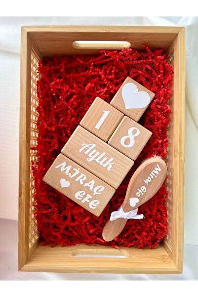 mogokids Isimli Anne Ve Bebek Anı Küpü Doğal Keçi Kılı Fırça Seti Türkçe Beyaz