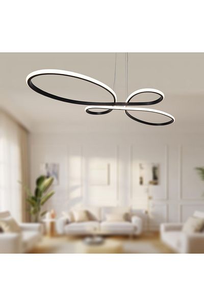 TT AYDINLATMA Tt041-Sy Trend Model - Daylight Matte Black Led Chandelier