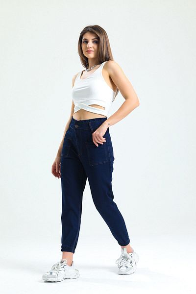 SHEVEGA Dámské námořnické modré kapesní džíny Jogger Jean Jeans (tenká látka)