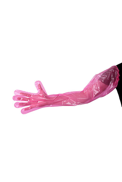 ADYMEDİKALVET Lastikli Suni Tohumlama Veteriner Eldiveni 100'lü Pembe 1 Paket