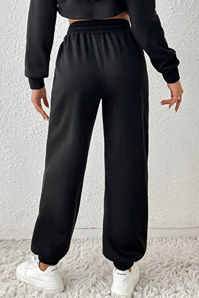 NAKRUF Ψηλόμεση Γυναικεία Jogger Sweatpants - Πακέτο 2, Μαύρο-Γκρι, Βαμβακερή επένδυση