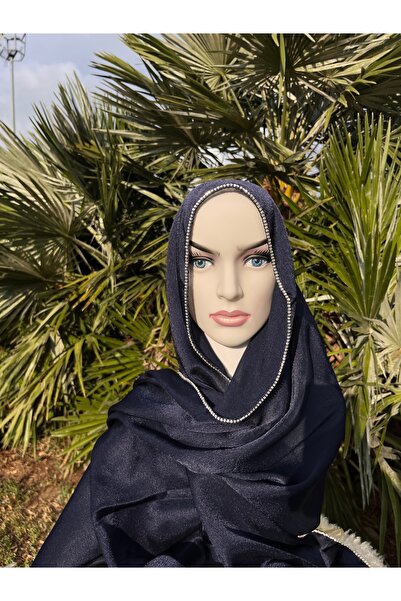 Genel Markalar Parlak Taşlı Saten Janjan Tesettür Abiye Şal