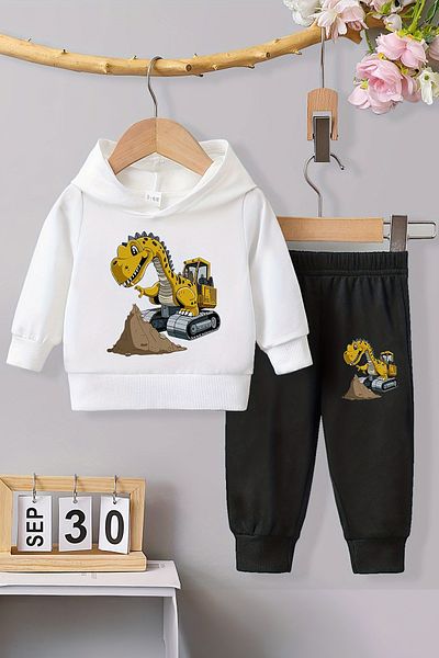 ADABEBEK Dino Printed Premium Hooded Baby Set - 22580
