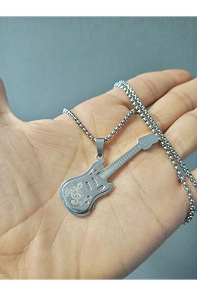 Herşey Nota جيتار كهربائي فضي اللون - طبقتين، قلادة من الفولاذ المقاوم للصدأ