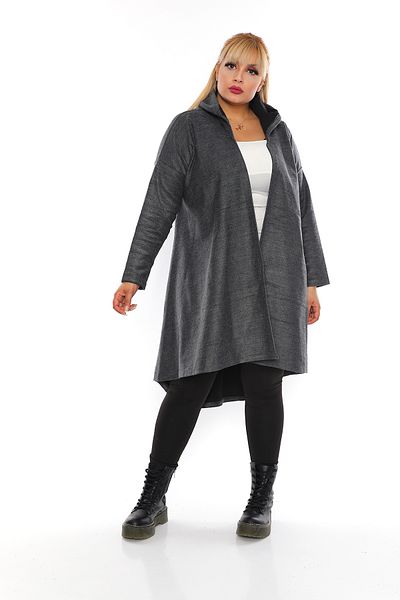 DİLARAS Hooded Stamped Long Winter Thick Cardigan