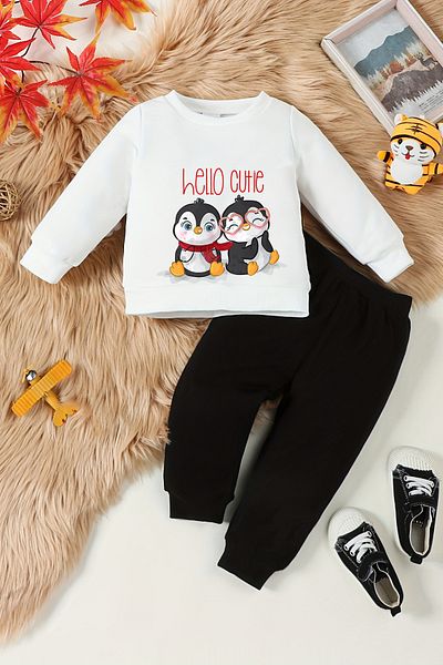 ADABEBEK New Season Hello Cute Penguin Patterned Baby Set - 22383