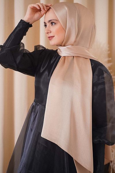 Octopus Βραδινό φόρεμα Janjan Γυαλιστερό σατέν υφή Hijab Βραδινό φόρεμα σιφόν χρυσό σάλι