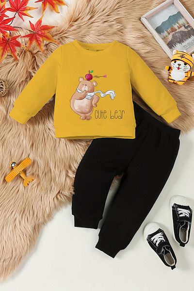 ADABEBEK New Season Cute Bear Printed Baby Set - Top and Bottom Set 22392