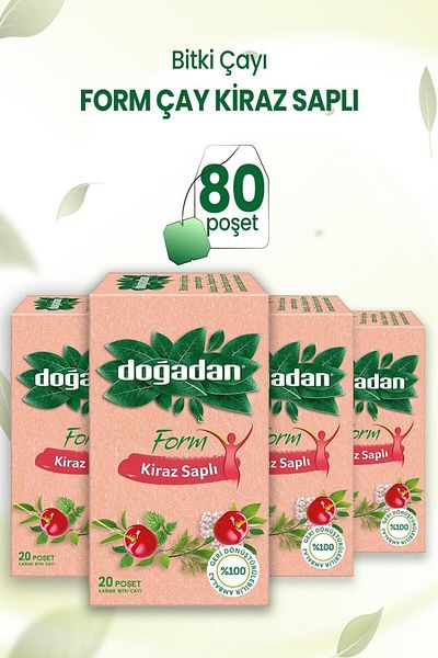 Doğadan شكل مقبض شاي الكرز - 20 قطعة × 4 قطع