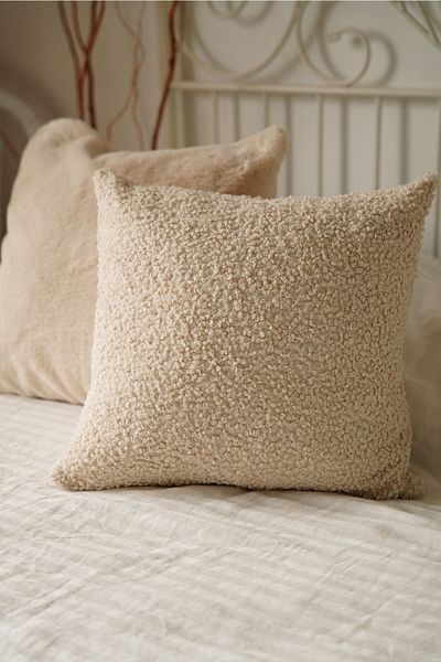 sevaradekor Husa de perna Teddy Boucle Patrata Bej