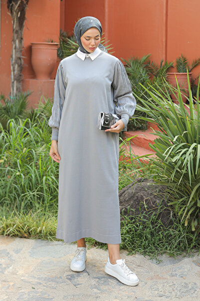 Pamuk Butik Γυναικείο πλεκτό φόρεμα με μπαλόνι με κρύο νήμα Mercerized