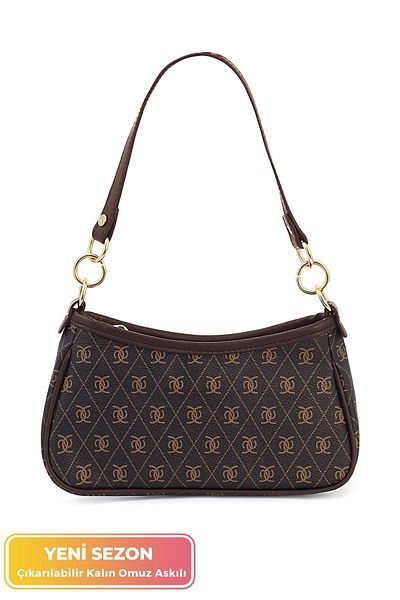 Tonny Black New Season Adjustable Cut Patterned Small Stylish Minimal Bag - Hand and Shoulder Bag