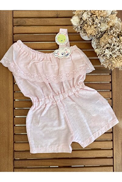 Tongs Baby Babyaden Pembe Mavi Pamuklu Aplikeli Fisto Yakalı Fırfırlı Kız Beb...