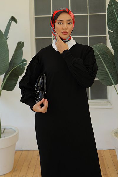 Pamuk Butik Γυναικείο πλεκτό φόρεμα με μπαλόνι με κρύο νήμα Mercerized