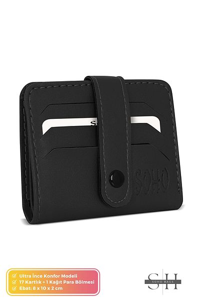 SOHO Unisex Mini Stylish Card Holder Wallet - Soft Leather, Paper Money Compartment, Snap Fastener