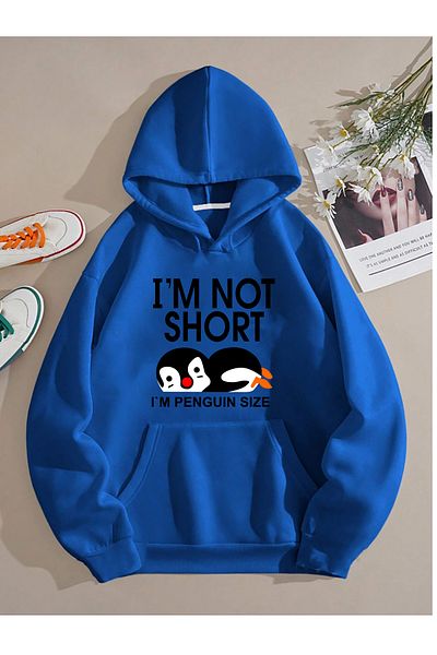 yueswear Πλεκτό φούτερ Unisex Penguin Pattern Raster - Sax-Blue, 2ip Size