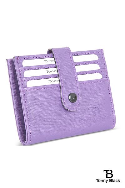Tonny Black Original Unisex Card Holder Paper Money Compartment Multi-Compartment Soft Leather Mini Stylish Card Holder Wallet with Snap Fasteners