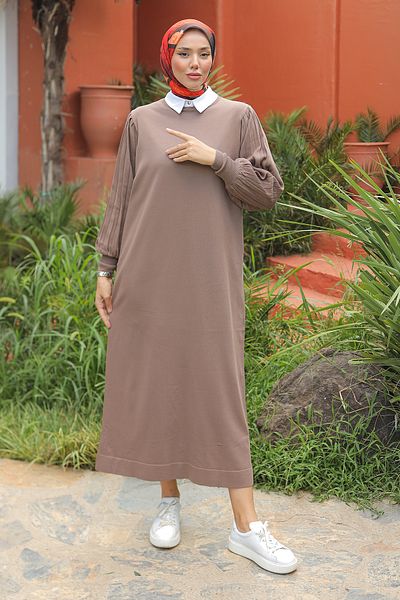Pamuk Butik Γυναικείο πλεκτό φόρεμα με μπαλόνι με κρύο νήμα Mercerized