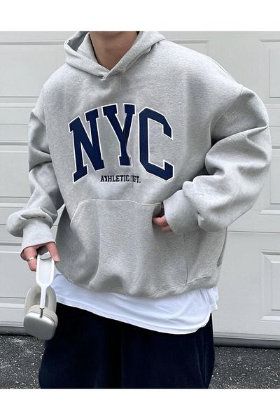 trendgar Mikina Gris Color Nyc Printed Capsule Hodie